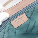 Salvatore Ferragamo Gancini Hand Bag Leather Beige Silver Auth 197508A-17
