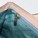 Salvatore Ferragamo Gancini Hand Bag Leather Beige Silver Auth 197508A-21