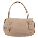 Salvatore Ferragamo Gancini Hand Bag Leather Beige Silver Auth 197508A-3