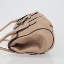 Salvatore Ferragamo Gancini Hand Bag Leather Beige Silver Auth 197508A-5