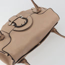 Salvatore Ferragamo Gancini Hand Bag Leather Beige Silver Auth 197508A-6
