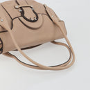 Salvatore Ferragamo Gancini Hand Bag Leather Beige Silver Auth 197508A-7