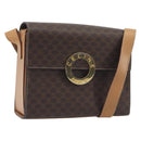 CELINE Macadam Canvas Circle Shoulder Bag PVC Leather Brown Gold Auth 197510A-1