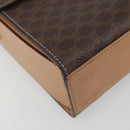 CELINE Macadam Canvas Circle Shoulder Bag PVC Leather Brown Gold Auth 197510A-14