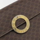 CELINE Macadam Canvas Circle Shoulder Bag PVC Leather Brown Gold Auth 197510A-17