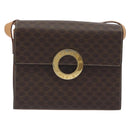 CELINE Macadam Canvas Circle Shoulder Bag PVC Leather Brown Gold Auth 197510A-13