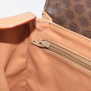 CELINE Macadam Canvas Circle Shoulder Bag PVC Leather Brown Gold Auth 197510A-21