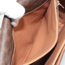 CELINE Macadam Canvas Circle Shoulder Bag PVC Leather Brown Gold Auth 197510A-22