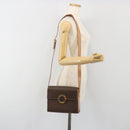 CELINE Macadam Canvas Circle Shoulder Bag PVC Leather Brown Gold Auth 197510A-24
