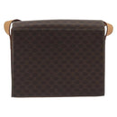 CELINE Macadam Canvas Circle Shoulder Bag PVC Leather Brown Gold Auth 197510A-2