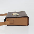CELINE Macadam Canvas Circle Shoulder Bag PVC Leather Brown Gold Auth 197510A-4