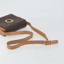 CELINE Macadam Canvas Circle Shoulder Bag PVC Leather Brown Gold Auth 197510A-7