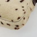 FENDI Mamma Baguette Shoulder Bag fur Ivory Silver Auth 197511SAM-17