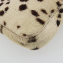 FENDI Mamma Baguette Shoulder Bag fur Ivory Silver Auth 197511SAM-18