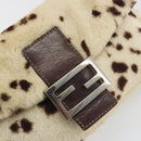 FENDI Mamma Baguette Shoulder Bag fur Ivory Silver Auth 197511SAM-20