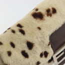 FENDI Mamma Baguette Shoulder Bag fur Ivory Silver Auth 197511SAM-8