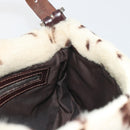 FENDI Mamma Baguette Shoulder Bag fur Ivory Silver Auth 197511SAM-23