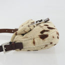 FENDI Mamma Baguette Shoulder Bag fur Ivory Silver Auth 197511SAM-4