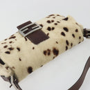FENDI Mamma Baguette Shoulder Bag fur Ivory Silver Auth 197511SAM-6