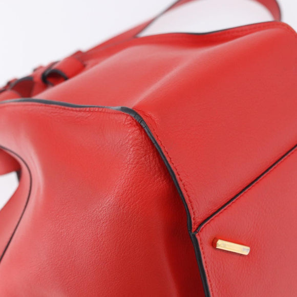 LOEWE Hammock Hand Bag Leather 2way Red Gold Auth 197512A