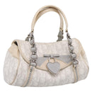 Christian Dior Trotter Canvas Romantic Hand Bag PVC White Silver Auth 197513V-1