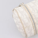 Christian Dior Trotter Canvas Romantic Hand Bag PVC White Silver Auth 197513V-14