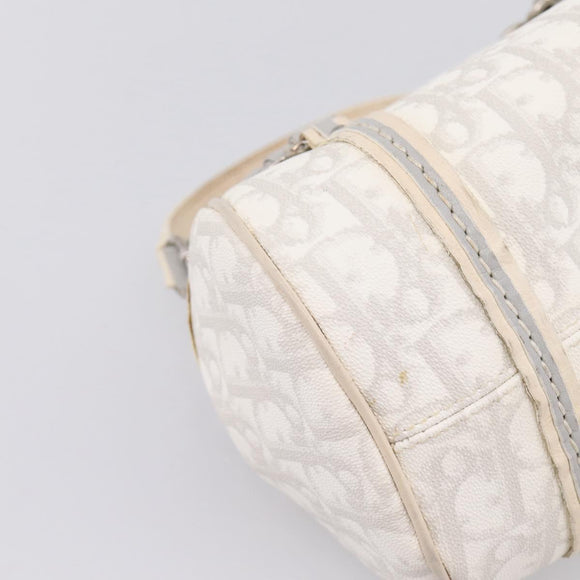Christian Dior Trotter Canvas Romantic Hand Bag PVC White Silver Auth 197513V