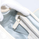 Christian Dior Trotter Canvas Romantic Hand Bag PVC White Silver Auth 197513V-21
