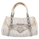 Christian Dior Trotter Canvas Romantic Hand Bag PVC White Silver Auth 197513V-13