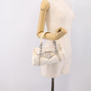 Christian Dior Trotter Canvas Romantic Hand Bag PVC White Silver Auth 197513V-23