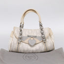 Christian Dior Trotter Canvas Romantic Hand Bag PVC White Silver Auth 197513V-12