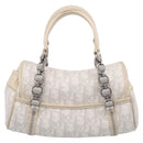 Christian Dior Trotter Canvas Romantic Hand Bag PVC White Silver Auth 197513V-2