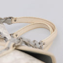 Christian Dior Trotter Canvas Romantic Hand Bag PVC White Silver Auth 197513V-8