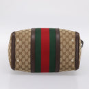 GUCCI GG Canvas Web Sherry Line Boston Bag 2way Beige Gold 247205 Auth 197515-5