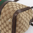 GUCCI GG Canvas Web Sherry Line Boston Bag 2way Beige Gold 247205 Auth 197515-16