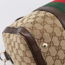GUCCI GG Canvas Web Sherry Line Boston Bag 2way Beige Gold 247205 Auth 197515-19