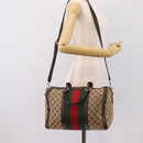 GUCCI GG Canvas Web Sherry Line Boston Bag 2way Beige Gold 247205 Auth 197515-26