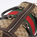 GUCCI GG Canvas Web Sherry Line Boston Bag 2way Beige Gold 247205 Auth 197515-6