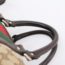 GUCCI GG Canvas Web Sherry Line Boston Bag 2way Beige Gold 247205 Auth 197515-14