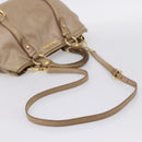 Miu Miu Hand Bag Vitello Lux Leather 2way Beige Gold Auth 197516A-10