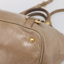 Miu Miu Hand Bag Vitello Lux Leather 2way Beige Gold Auth 197516A-16