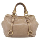Miu Miu Hand Bag Vitello Lux Leather 2way Beige Gold Auth 197516A-13