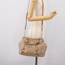 Miu Miu Hand Bag Vitello Lux Leather 2way Beige Gold Auth 197516A-26