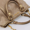 Miu Miu Hand Bag Vitello Lux Leather 2way Beige Gold Auth 197516A-6