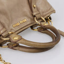 Miu Miu Hand Bag Vitello Lux Leather 2way Beige Gold Auth 197516A-7