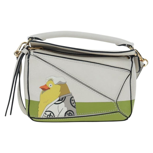 LOEWE × Studio Ghibli Puzzle Bag mini Leather 2way Ivory Gold Auth 197518SM