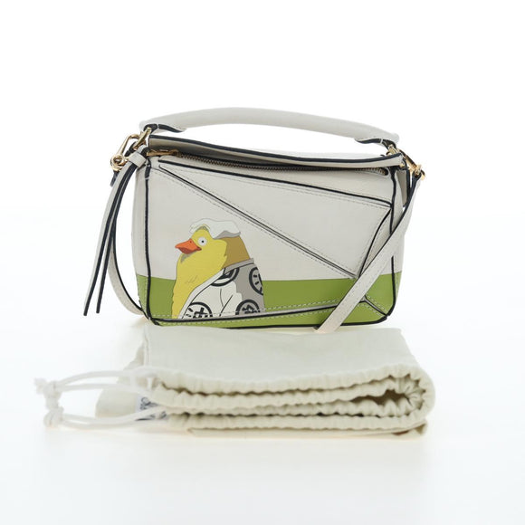 LOEWE × Studio Ghibli Puzzle Bag mini Leather 2way Ivory Gold Auth 197518SM