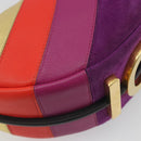 FENDI Graffiti Shoulder Bag Leather Multicolor Gold Auth 197520M-16
