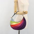 FENDI Graffiti Shoulder Bag Leather Multicolor Gold Auth 197520M-21