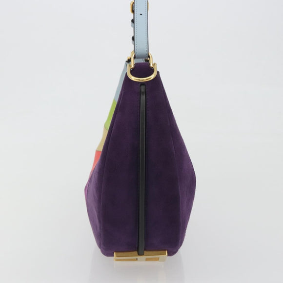 FENDI Graffiti Shoulder Bag Leather Multicolor Gold Auth 197520M